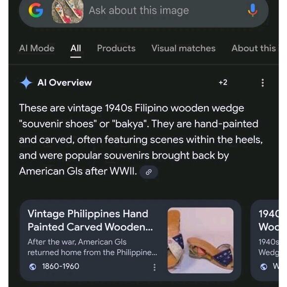 1940's Vintage Hand Carved And Hand Painted Wooden Wedges Size 8.5 Women's. - Picture 12 of 14